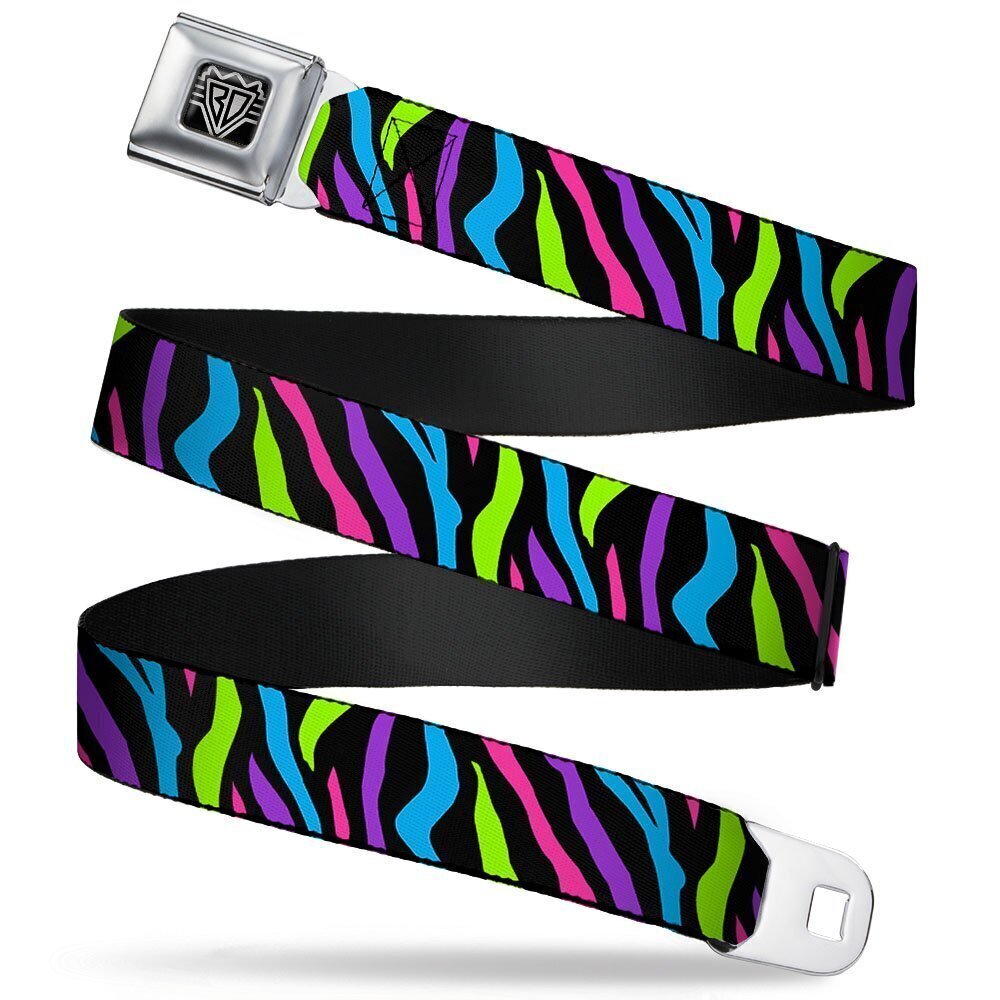 6266 Seatbelt Belt - Zebra Black/Blue/Green/Pink/Purple - 1.0" Wide - 20-36